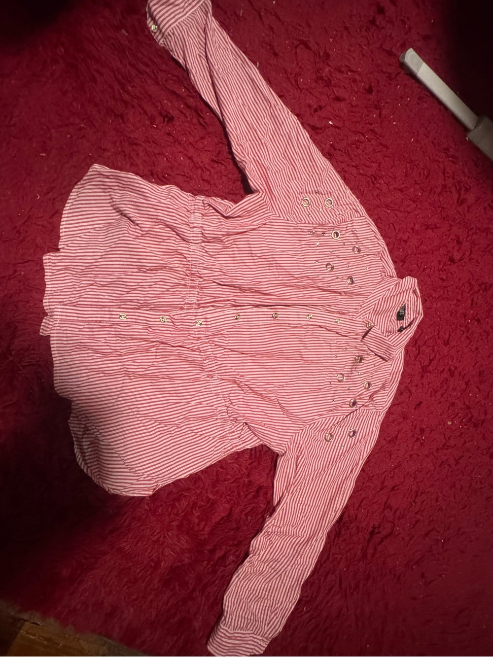 Badgley Mischka Red & White Striped Button-Down Shirt